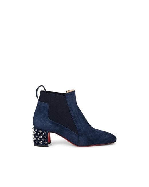Christian Louboutin Suede Study Spiked Leather Chelsea Boots in Blue