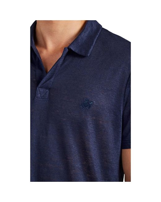 Vilebrequin Linen Jersey Polo Shirt in Navy (Blue) for Men - Lyst