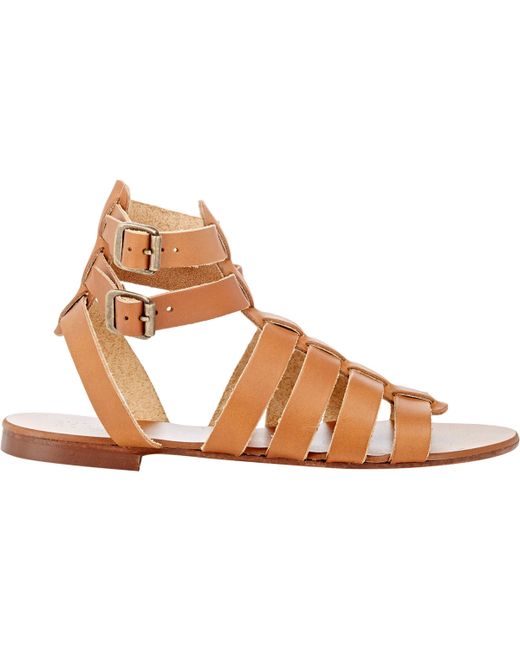 brown double buckle sandals