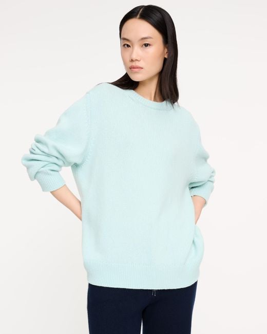 Barrie Blue Thistle Motif Cashmere Round-neck Sweater