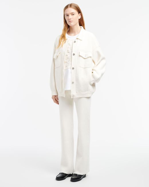 Barrie White Denim Oversized Cashmere And Cotton Jacket