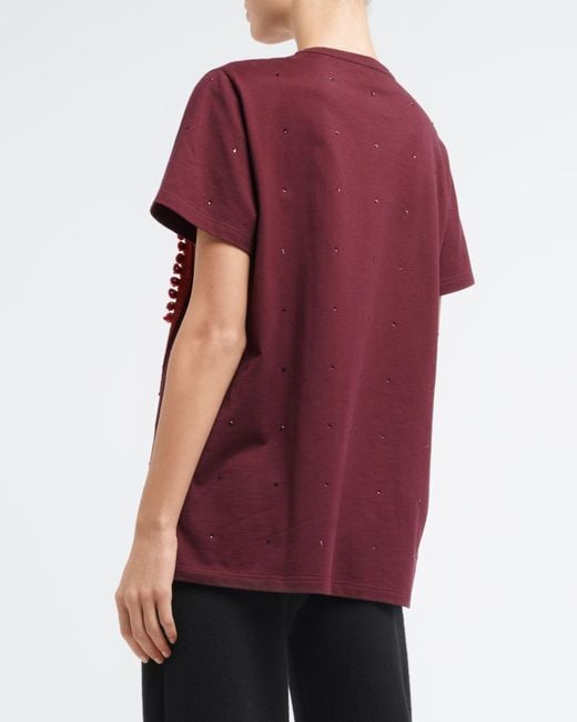 Barrie Red Sparkling T-shirt With Logo Cashmere Patch