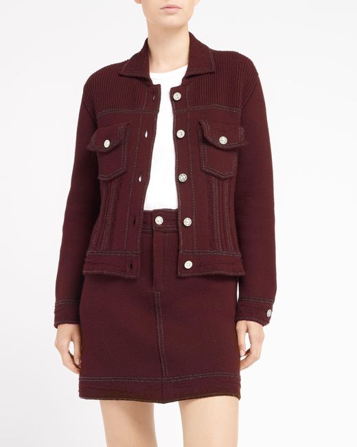 Barrie Purple Denim Cashmere And Cotton Skirt