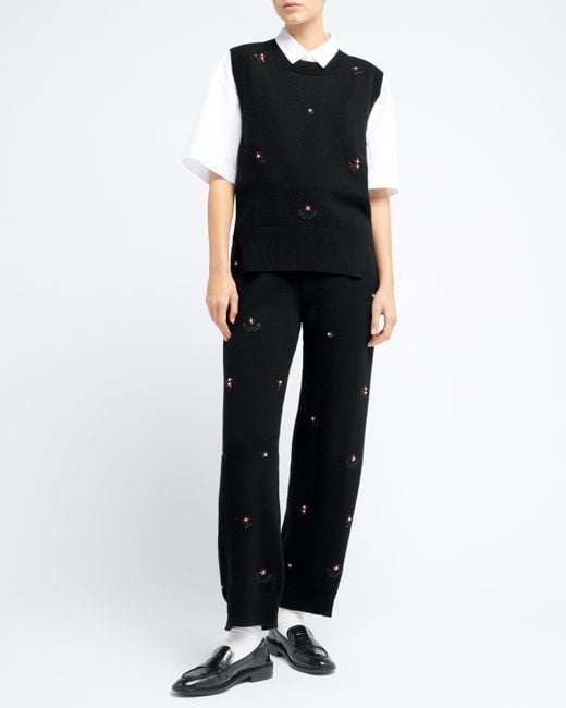 Barrie Black Iconic Sleeveless Embroidered Jumper In Cashmere