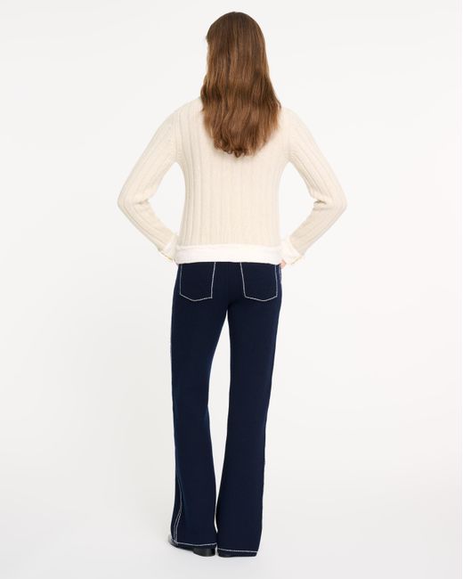 Barrie White Denim Jacket In Ribbed Knit