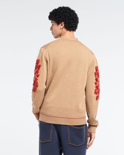 Barrie Pink 3d Logo V-neck Cashmere Cardigan for men