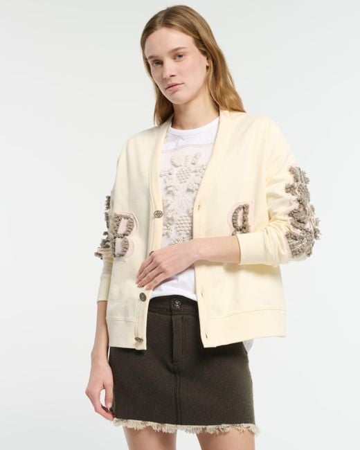 Barrie Natural Cardigan In Cotton With A Cashmere B Logo