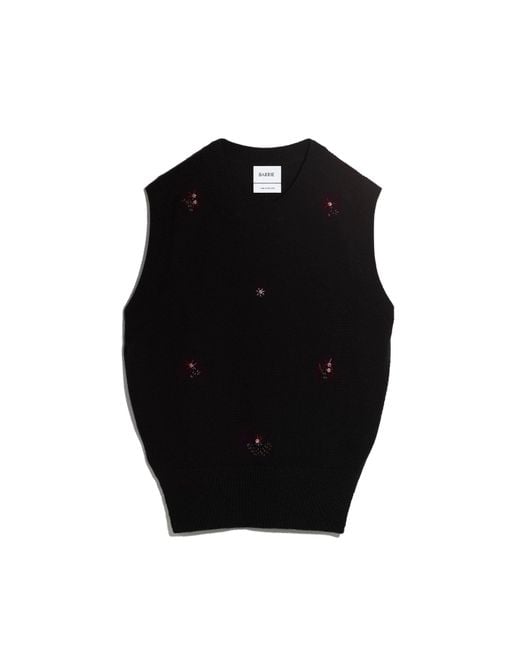 Barrie Black Iconic Sleeveless Embroidered Jumper In Cashmere
