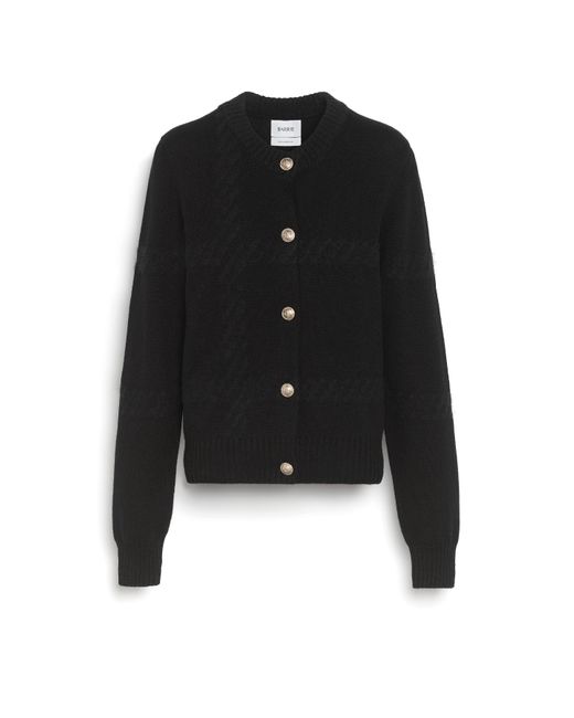 Barrie Blue Cashmere Cardigan With A Tartan Motif