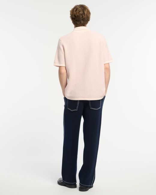 Barrie Pink Lightweight Cashmere And Wool Polo Shirt for men