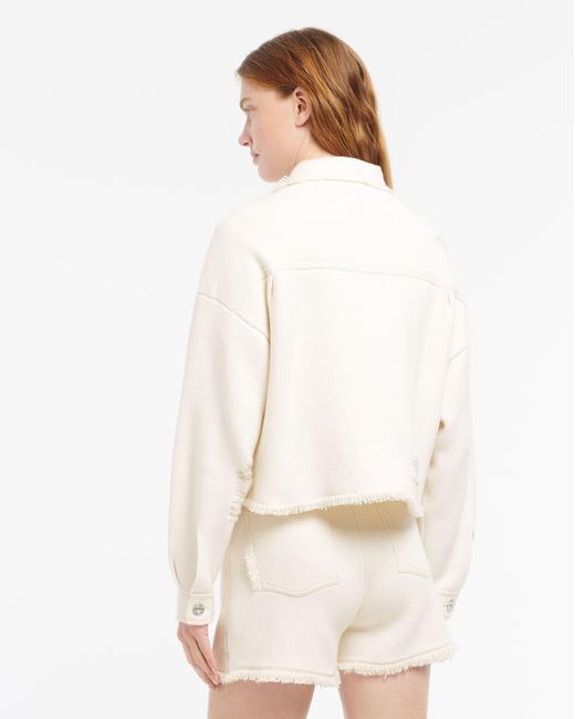 Barrie White Denim Fringed Cashmere And Cotton Jacket