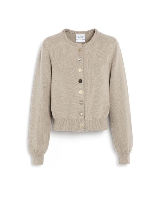 Barrie Natural Cotton And Cashmere Cardigan With Jewelled Buttons