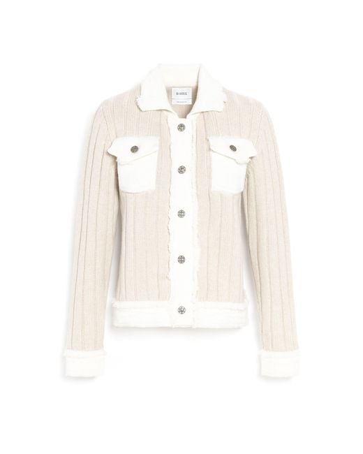 Barrie White Denim Jacket In Ribbed Knit