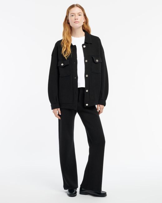 Barrie Black Denim Oversized Cashmere And Cotton Jacket