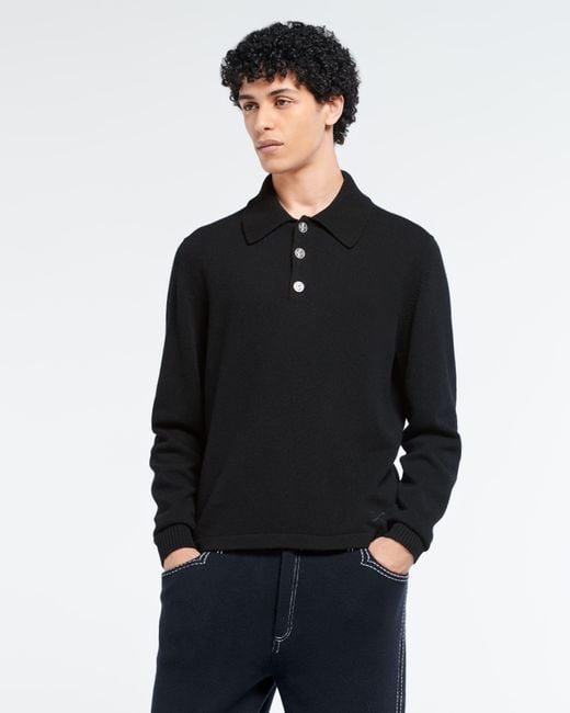 Barrie Black B Label Polo-collar Sweater In Cashmere for men