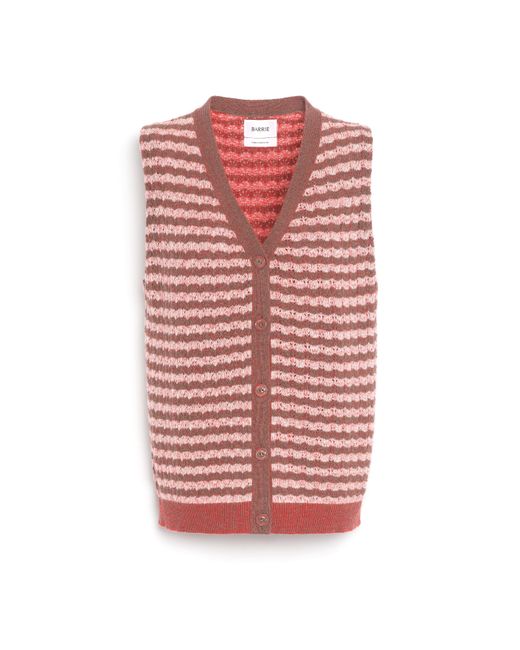 Barrie Pink Striped Cashmere Lace Sleeveless Gilet