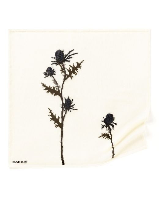 Barrie Natural Cashmere Scarf With Embossed Thistle Motif
