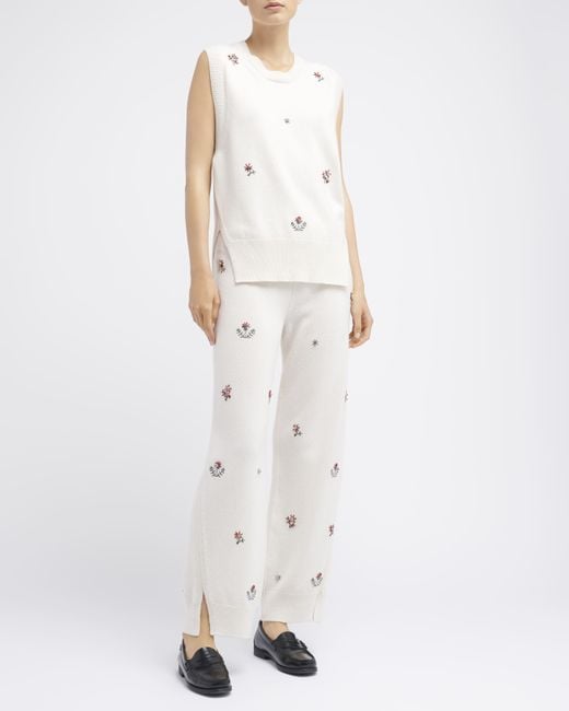 Barrie Natural Iconic Sleeveless Embroidered Jumper In Cashmere