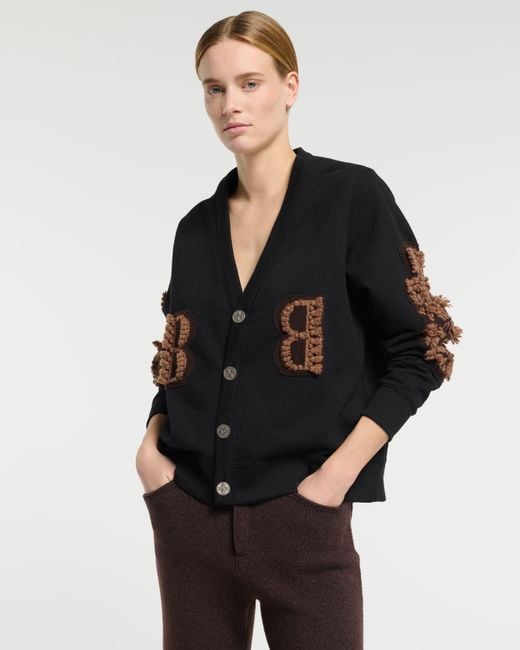 Barrie Black Cardigan In Cotton With A Cashmere B Logo