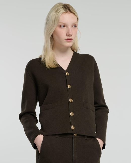 Barrie Black V-neck Cardigan In Cashmere And Wool