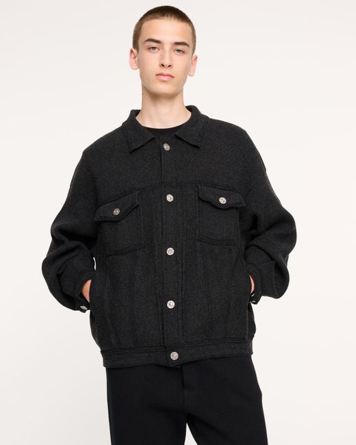 Barrie Black Denim Oversized Cashmere And Cotton Jacket for men