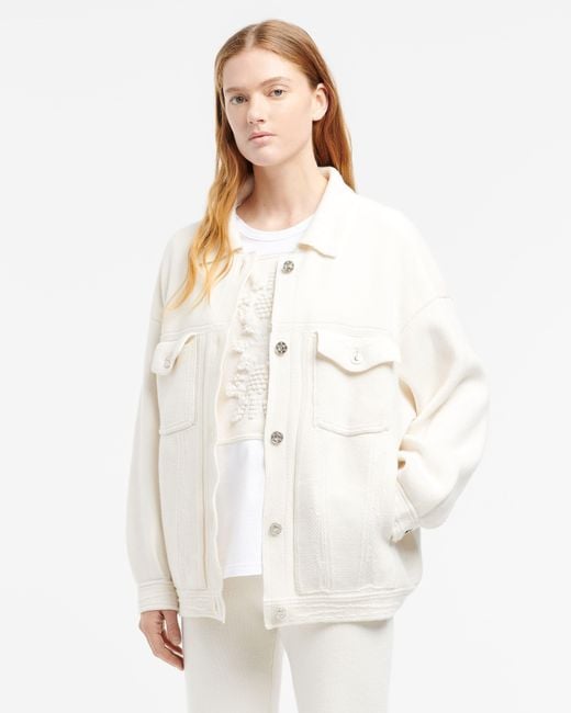 Barrie White Denim Oversized Cashmere And Cotton Jacket