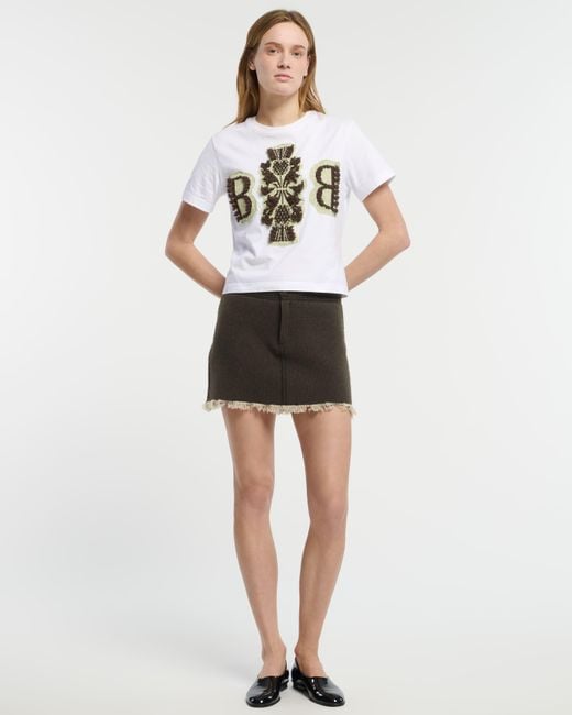 Barrie White Cropped T-shirt With Logo Cashmere Patch
