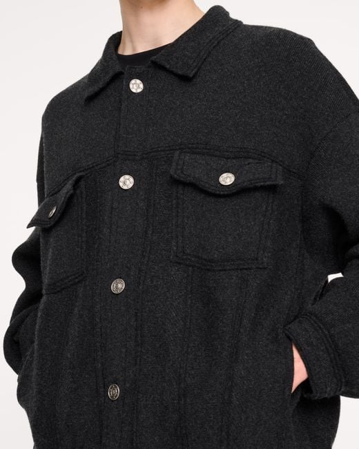 Barrie Black Denim Oversized Cashmere And Cotton Jacket for men