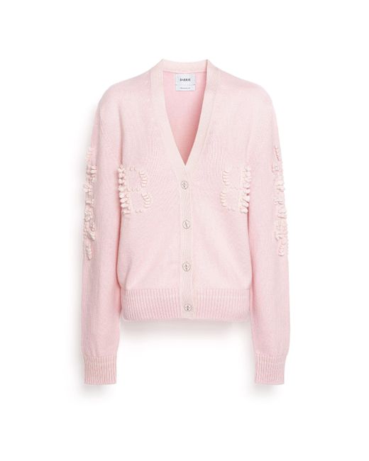 Barrie Pink Cashmere B Logo V-neck Cardigan