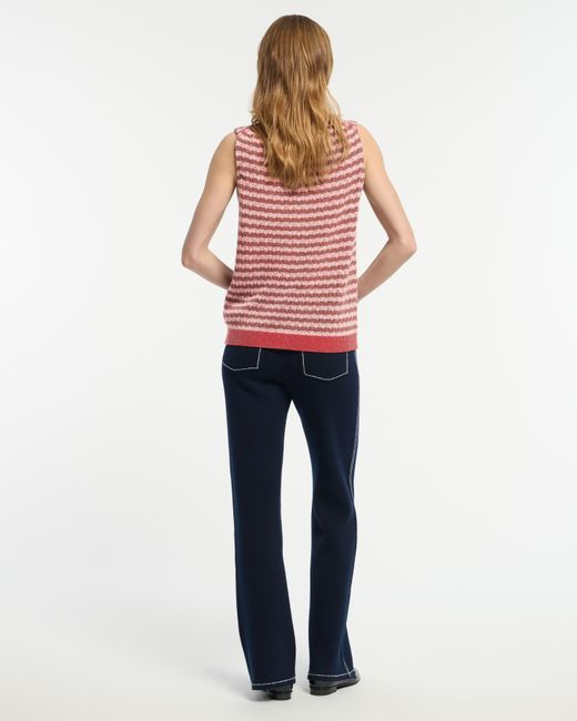 Barrie Pink Striped Cashmere Lace Sleeveless Gilet