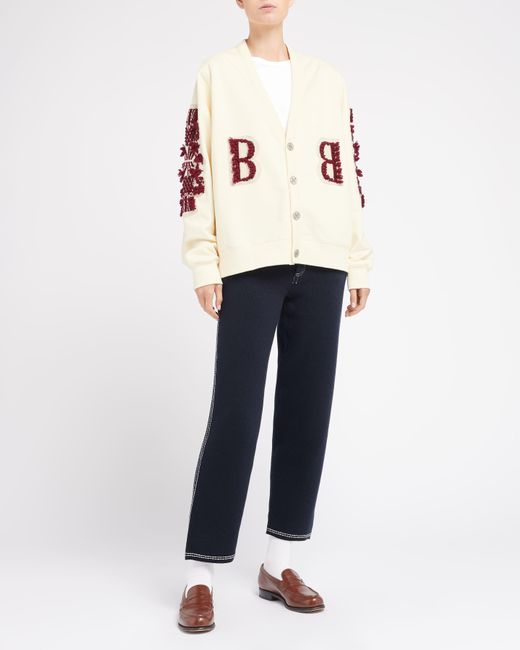 Barrie Natural Cardigan In Cotton With A Cashmere B Logo