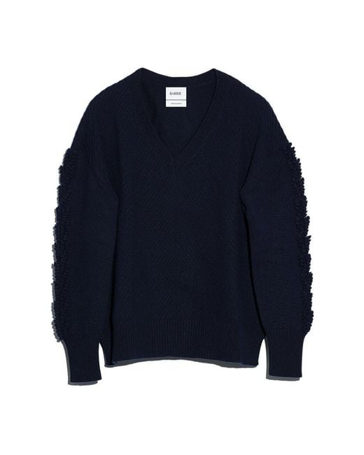 Barrie Blue Timeless V-neck Cashmere Jumper