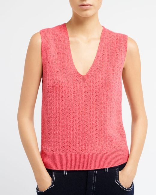 Barrie Pink Cashmere Lace Top
