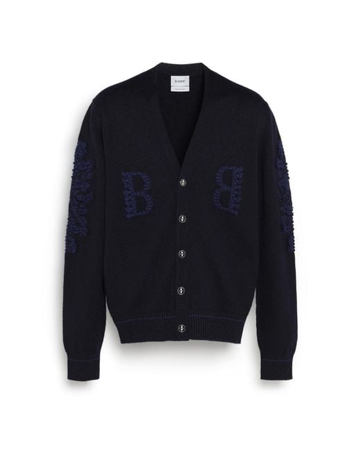 Barrie Blue 3d Logo V-neck Cashmere Cardigan for men