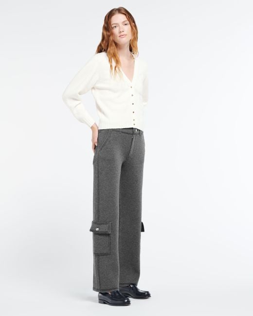 Barrie White Wool Cardigan With Ribbon Detail