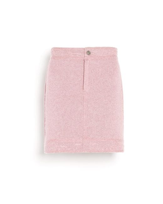 Barrie Pink Denim Cashmere And Cotton Skirt