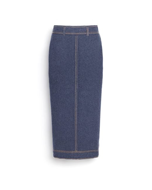 Barrie Blue Long Denim Skirt In Cashmere And Cotton