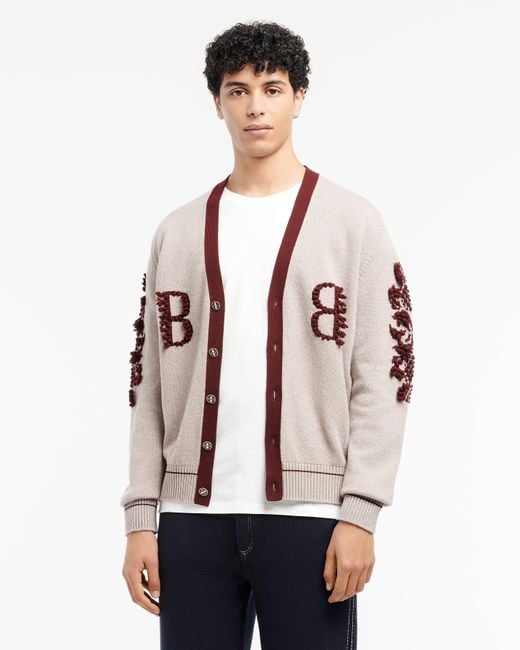 Barrie Natural 3d Logo V-neck Cashmere Cardigan for men