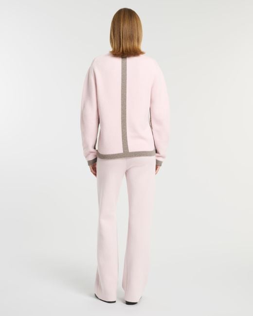 Barrie Pink Cashmere Round-neck Jumper