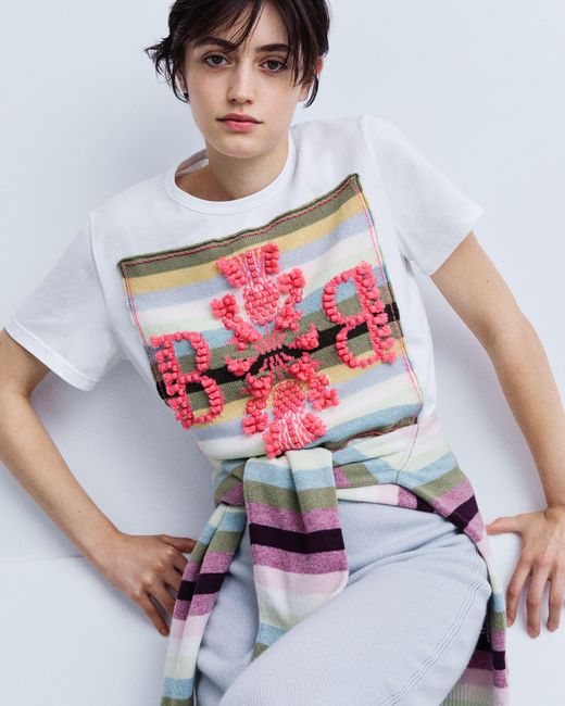 Barrie Pink Striped T-shirt With Logo Cashmere Patch