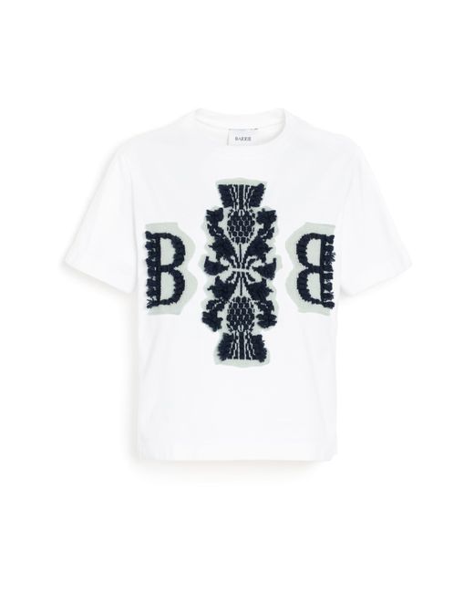 Barrie White Cropped T-shirt With Logo Cashmere Patch