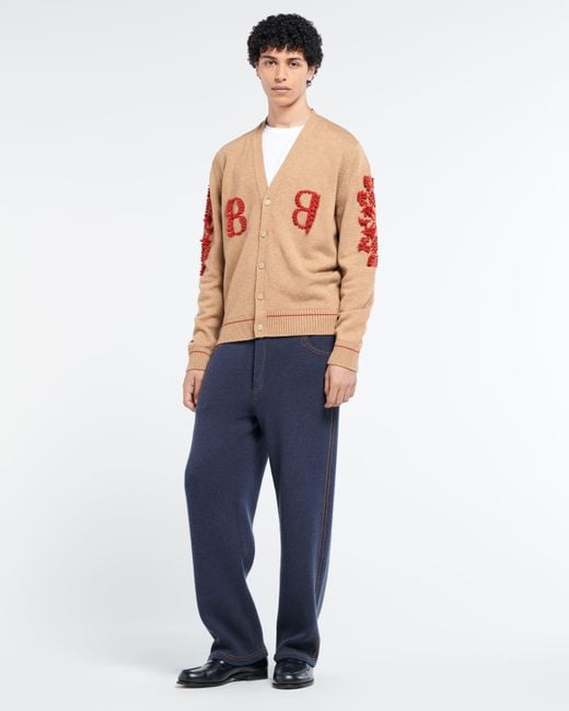 Barrie Pink 3d Logo V-neck Cashmere Cardigan for men