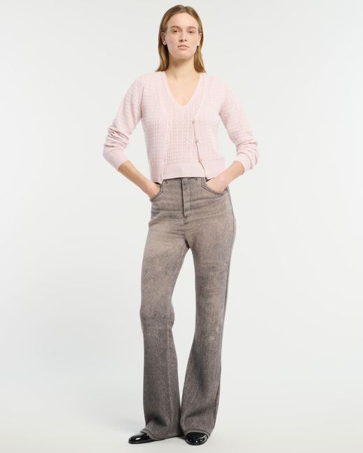 Barrie Gray Cashmere And Cotton Trompe-l'œil Denim Flared Trousers