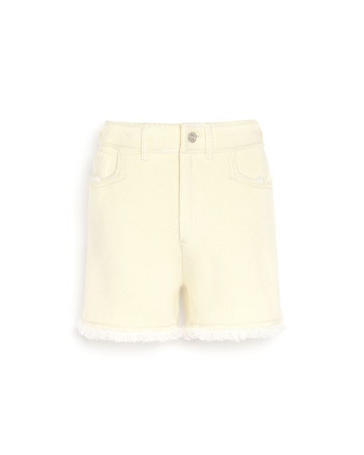 Barrie Natural Denim Fringed Cashmere And Cotton Shorts