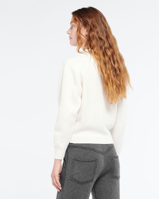 Barrie White Wool Cardigan With Ribbon Detail