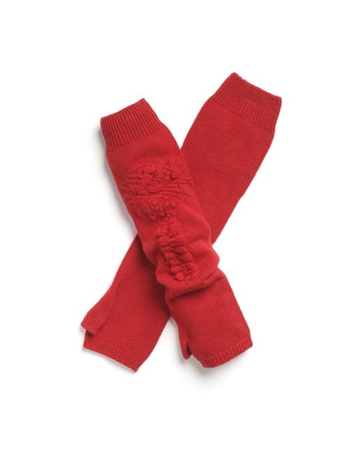 Barrie Red Cashmere Fingerless Gloves