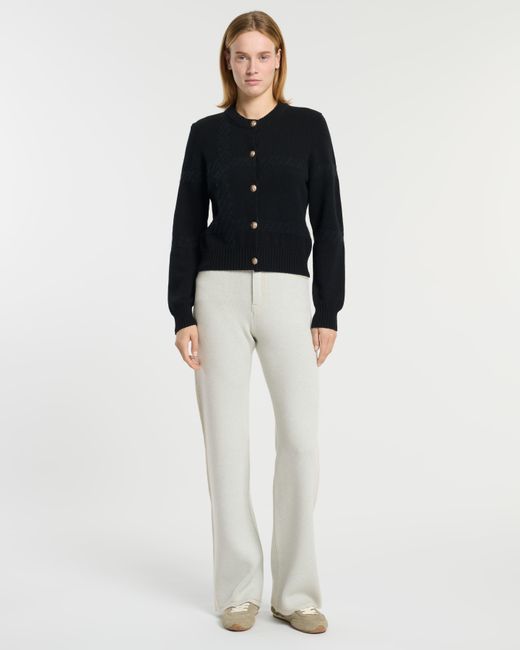 Barrie Blue Cashmere Cardigan With A Tartan Motif