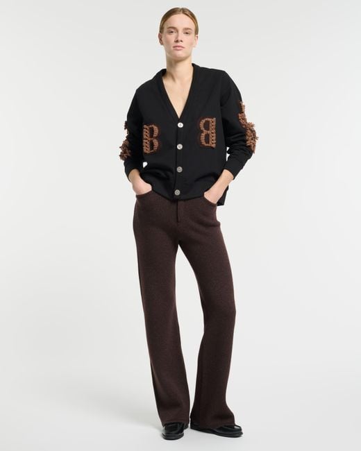 Barrie Black Cardigan In Cotton With A Cashmere B Logo