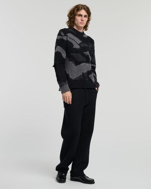 Barrie Black Cashmere Sweater With Landscape Motif for men