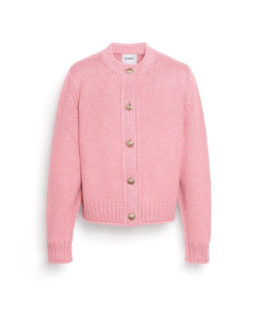 Barrie Pink Cardigan In Chunky Cashmere With Gold Buttons